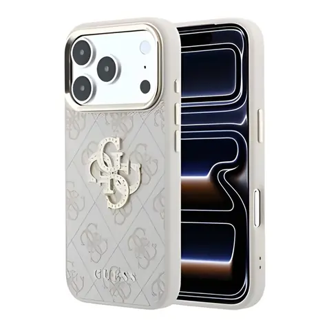 Guess PU 4G Strass Metal Logo růžová / Zadní kryt / Apple iPhone 18 Pro Max