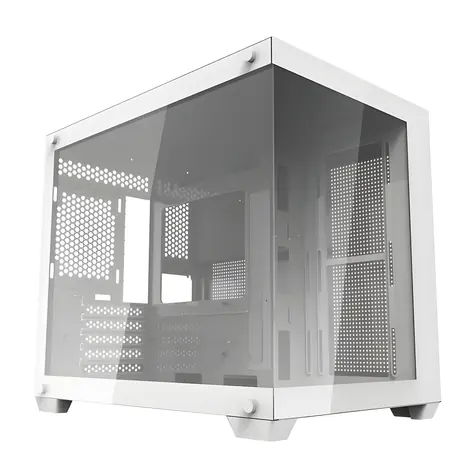 darkFlash C285MP bílá / Skříň PC / mATX / ITX / dvojité tvrzené sklo / bez ventilátorů / bez zdroje