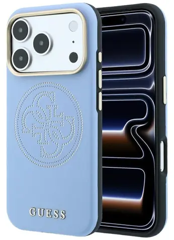 Guess Perforated 4G Logo světle modrá / Zadní kryt / MagSafe / iPhone 17 a 18 Pro