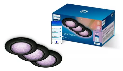 Philips WiZ černá / Bodové svítidlo / 3x GU10 / RGB + stmívatelná bílá / Wi-Fi, Bluetooth