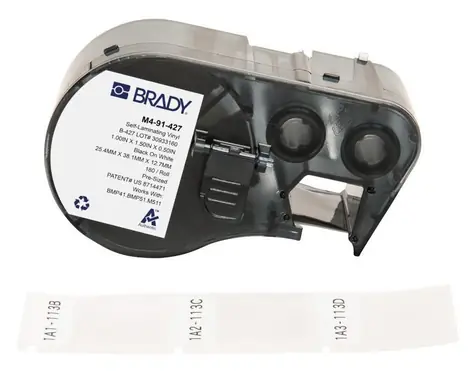 Brady B-427 Samolaminovací vinylové štítky bílé / Štítky do tiskárny / Vinyl / 25,4x38,1 mm / 180 ks