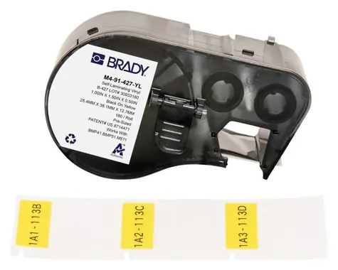 Brady B-427 Samolaminovací vinylové štítky žluté / Štítky do tiskárny / Vinyl / 25,4x38,1 mm / 180 ks