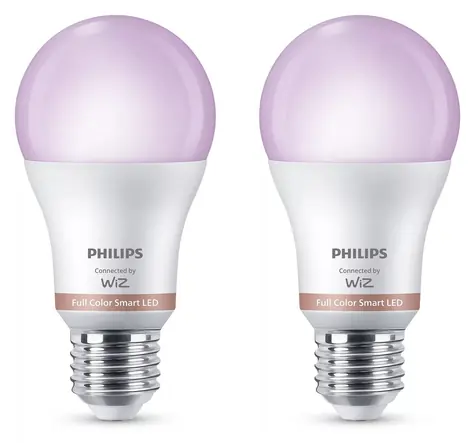 Philips WiZ LED žárovka A60 E27, 2 ks / Žárovka / RGB / Wi-Fi / stmívatelná / 1521 lm