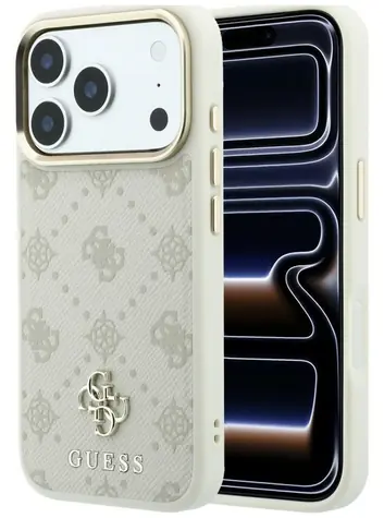 Guess Peony 4G Small Logo MagSafe béžová / Zadní kryt / MagSafe / iPhone 17 a 18 Pro