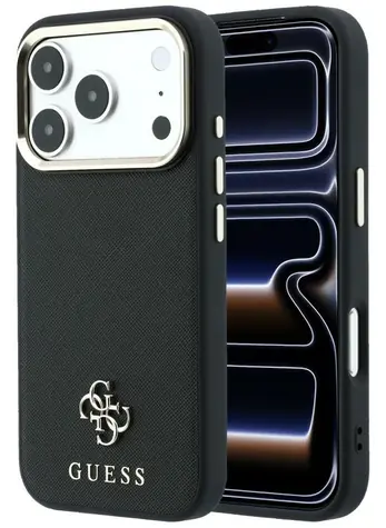 Guess Saffiano Small 4G Classic Logo MagSafe černá / Zadní kryt / iPhone 17 Pro Max, 18 Pro Max / MagSafe