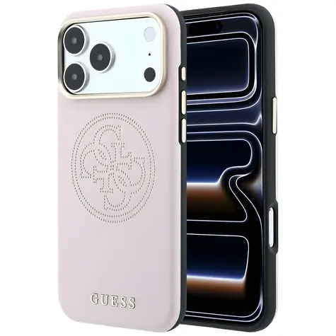 Guess Perforated 4G Gold Logo růžová / Zadní kryt / MagSafe / iPhone 17 Pro Max, 18 Pro Max