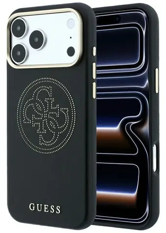 Guess Perforated 4G Gold Logo černá / Zadní kryt / MagSafe / iPhone 17 Pro Max, 18 Pro Max
