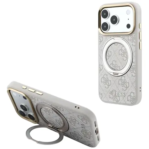 Guess Ring Stand 360 4G Classic Logo růžová / Zadní kryt / MagSafe / Apple iPhone 17/18 Pro Max