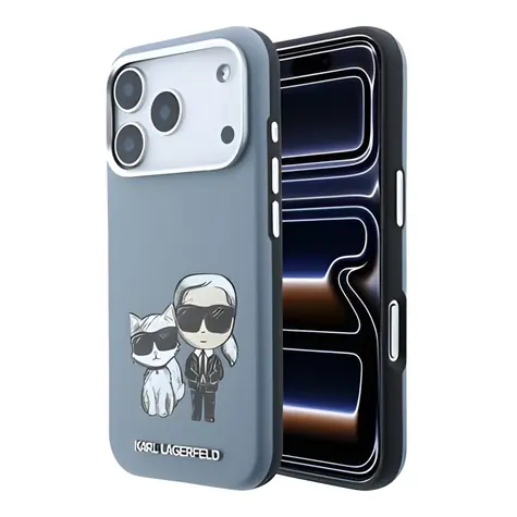 Karl Lagerfeld PU Semi Wrap Smooth Sketch Bodies iPhone 18 Pro modrá / Zadní kryt / MagSafe / Apple iPhone 18 Pro