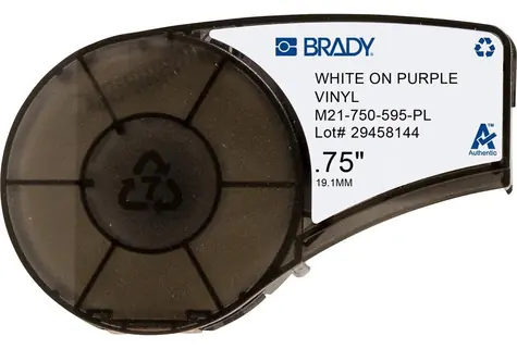 Brady B-595 fialová páska s bílým potiskem pro BMP21/IDPAL/LABPAL / Páska do tiskárny štítků / Vinylová