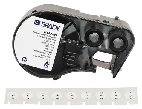 Brady Polyesterové štítky B-492 O 9,54 mm bílé / Štítky do tiskárny / kulaté / termotransfer / 240 ks
