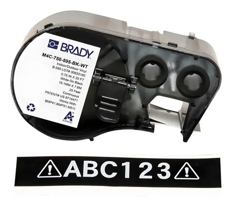 Brady Vinylová páska pro BMP41/BMP51/BMP53/M410/M510/M511 / Páska do tiskárny štítků / 19 mm / vinyl / černo-bílá