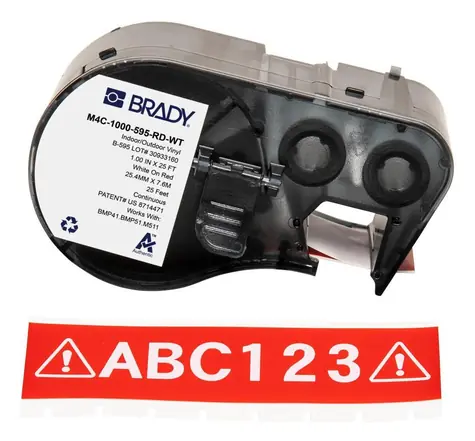 Brady Páska pro tiskárny M410, BMP41, M510, BMP51, M511 červeno-bílá / Štítky do tiskárny / Vinylové / 25,4 mm
