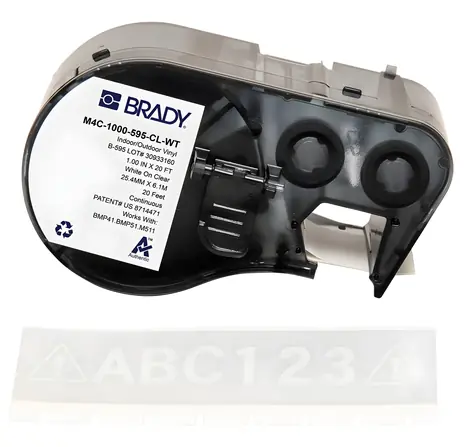 BRADY Páska do tiskárny štítků 25 mm průhledná/bílá / pro tiskárny M410, BMP41, M510, BMP51, BMP53, M511 / vinylová