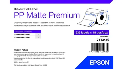 Epson PP Matte Label Premium 102x51 mm / Etikety / Die-cut role / 535 ks / voděodolné