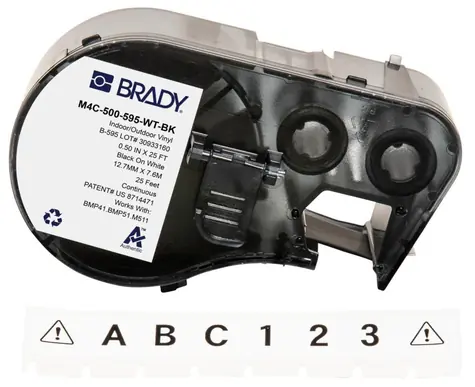 BRADY Páska do tiskárny štítků 12,7 mm černá/bílá / pro tiskárny M410, BMP41, M510, BMP51, BMP53, M511 / vinylová