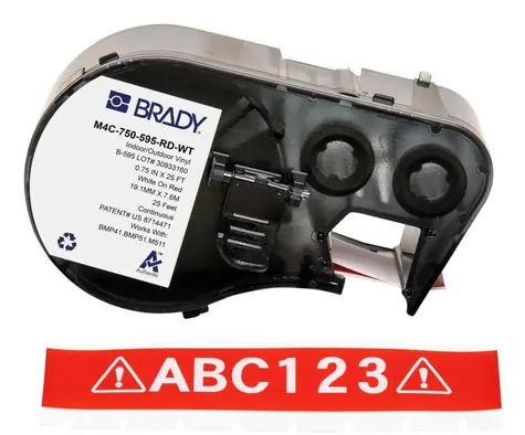 Brady Vinylová páska pro M410/BMP41/M510/BMP51/BMP53/M511 červeno-bílá / Páska do tiskárny štítků / Š 1,91 cm