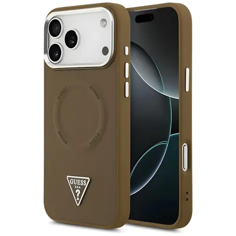 Guess Triangle Logo MagSafe hnědá / Zadní kryt / MagSafe / iPhone 17 Pro