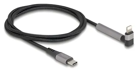 DeLock USB-C - Lightning černá / Kabel / zalomený / se stojánkem / MFi / 1,5 m