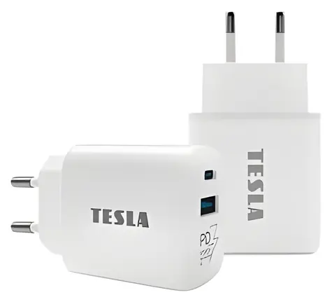 TESLA Power Charger T220 bílá / Nabíječka / duální / 25 W / PD 3.0 / PPS