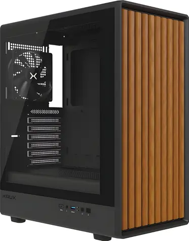 Krux Heliora / PC skříň Midi Tower / dřevěný front / 120mm PWM ventilátor / chladiče do 280mm