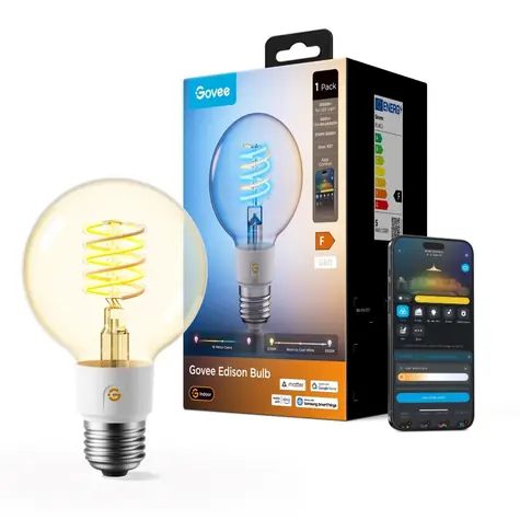 Govee R14C1 G80 Edison E27 / Chytrá LED žárovka / Wi-Fi + Bluetooth / Matter / 800 lm / 2700-6500 K
