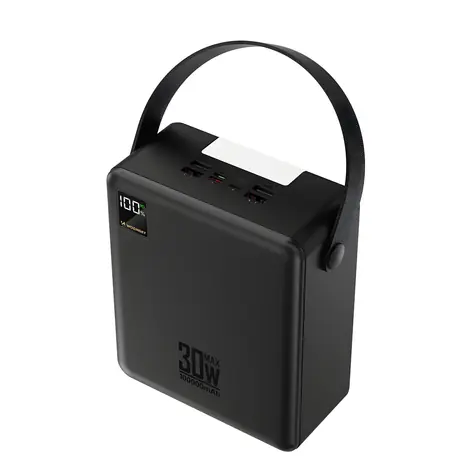 Wozinsky W8-B černá / Powerbanka / 100000 mAh / 30W / 2x USB-A + 2x USB-C / svítilna
