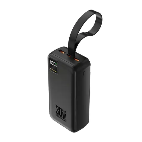 Wozinsky W8-W černá / Powerbanka / 30000 mAh / 30W / 2x USB-A + USB-C / LED svítilna