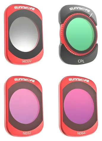 Sunnylife Sada filtrů pro DJI Osmo Pocket 4/3 / Filtr pro sportovní kamery / MCUV, CPL, ND32, ND64