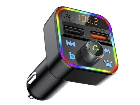 FM transmiter do auta / FM transmiter / Bluetooth 5.1 / USB QC3.0 / RGB podsvícení