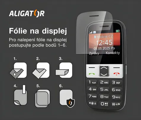 Aligator Zadní kryt + fólie na displej A830 / Sada 2v1 / TPU + ochranná fólie