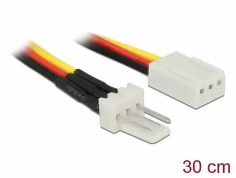 DeLock napájecí kabel 3pin (M) - 3pin (F) 30 cm / Napájecí kabel / Prodlužovací / 3-pin / 0,3 m
