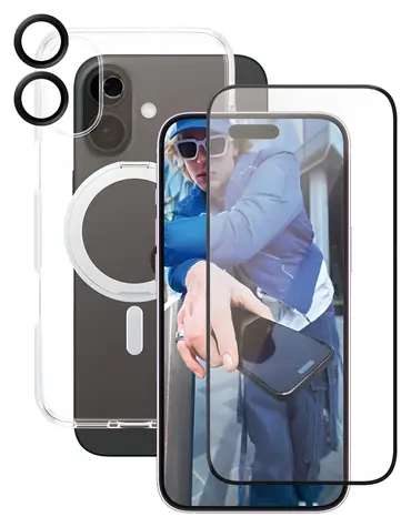 PanzerGlass CARE Feature 3-in-1 Ceramic Bundle iPhone 16 Plus čirá / Ochranná sada / MagSafe, sklokeramika Ohara