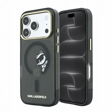Karl Lagerfeld IML Choupette Peekaboo černá / Zadní kryt pro iPhone 18 Pro / MagSafe
