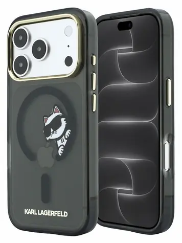 Karl Lagerfeld IML Choupette Peekaboo černá / Zadní kryt pro iPhone 18 Pro Max / MagSafe