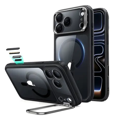 ESR Classic Hybrid Kickstand MagSafe transparentní černá / Kryt / Apple iPhone 18 Pro Max, 17 Pro Max / MagSafe