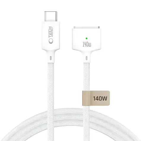 Tech-Protect Ultraboost MMC01 bílá / Nabíjecí kabel / USB-C - MagSafe 3 / 140W / 3 m