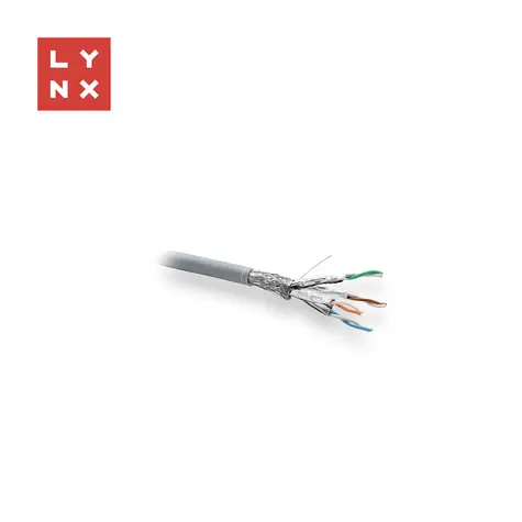 Lynx instalační kabel Cat6a SFTP šedý / Instalační kabel / LSZH / celoměděný / cívka 500 m