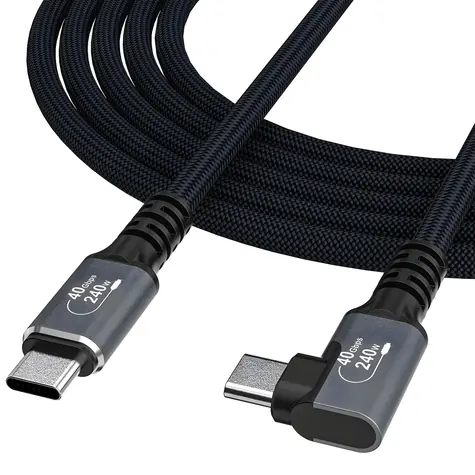 Wozinsky WPS2-UY41S černá / Kabel USB-C - USB-C zalomený / USB4 / 40 Gb/s / PD 240 W / 2 m