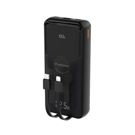 Wozinsky WFC-15B 20000mAh černá / Powerbanka / vestavěné kabely Lightning a USB-C / 22,5W / PD20W