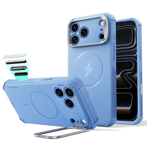 ESR Cyber Tough Kickstand světle modrá / Kryt / Apple iPhone 18 Pro Max a 17 Pro Max / MagSafe / Výklopný stojánek