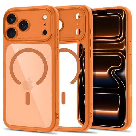 Tech-Protect MagPeak transparentní oranžová / Kryt / Apple iPhone 18 Pro, 17 Pro / MagSafe
