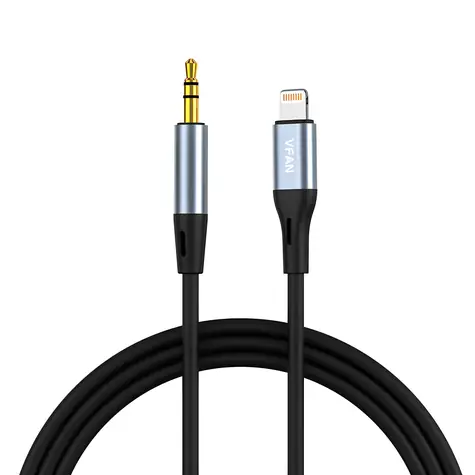 Vipfan L05 šedá / Audio kabel / Lightning / mini jack 3,5 mm / 1 m