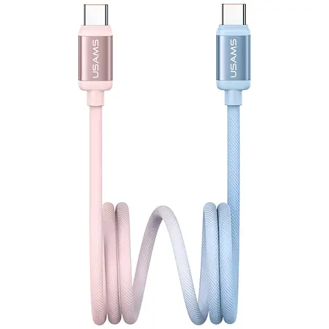 USAMS SJ756 Bicolor Series modro-růžová / Datový kabel / USB-C/USB-C / PD 60W / 1,2 m