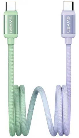 USAMS SJ756 Bicolor Series zeleno-fialová / Datový kabel / USB-C/USB-C / PD 60W / 1,2 m