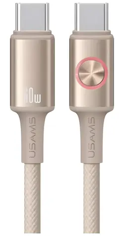 USAMS SJ752 Titanium / Datový kabel / USB-C (M) - USB-C (M) / 60W / 1,2 m