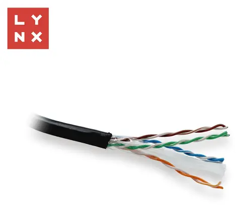 LYNX UTP kabel Cat6 venkovní černá / Síťový kabel / 305 m / drát / PE