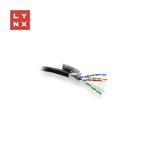 LYNX FTP kabel Cat6 venkovní černá / Síťový kabel / 305 m / drát / PE