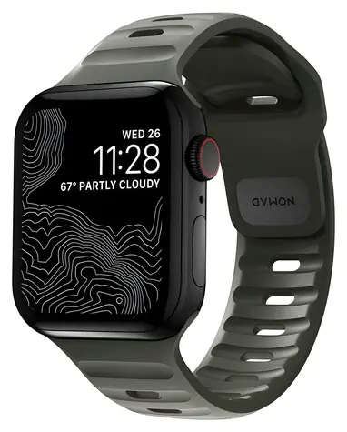 Nomad Sport Strap M/L zelená / Řemínek / pro Apple Watch 49/46/45/44/42 mm / FKM pryž / antimikrobiální