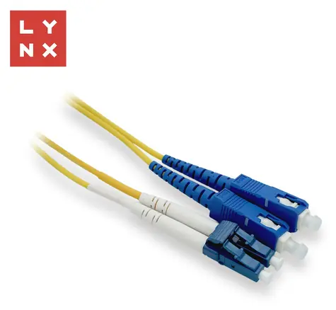 LYNX LC-SC OS2 5m / Optický patch kabel / Singlemode 9/125 µm / Duplexní / Žlutá